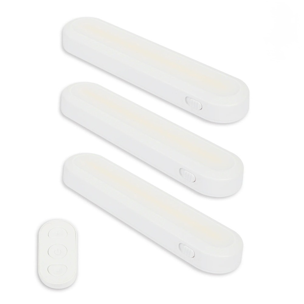 Set of 3 LED Under Cabinet Light Bars 10" White 15W Dimmable with Remote Control